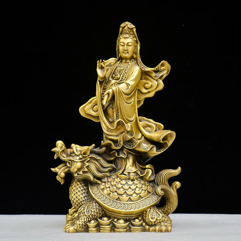 large HOME Decorative Buddha statue Dragon turtle longevity Guanyin bodhisattva buddha copper statue Bless family health safe