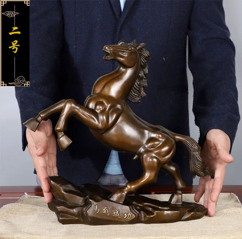 large HOME OFFICE Manager GOOD FENG SHUI Bronze carving Success HORSE statue Prosperous GOOD LUCK Totems Mascot Decoration