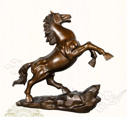 large HOME OFFICE Manager GOOD FENG SHUI Bronze carving Success HORSE statue Prosperous GOOD LUCK Totems Mascot Decoration