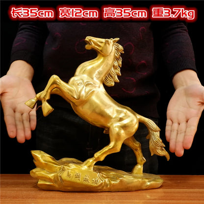 large # HOME SHOP office efficacious Mascot Prosperous wealth Bring good luck money gold copper Success horse FENG SHUI statue