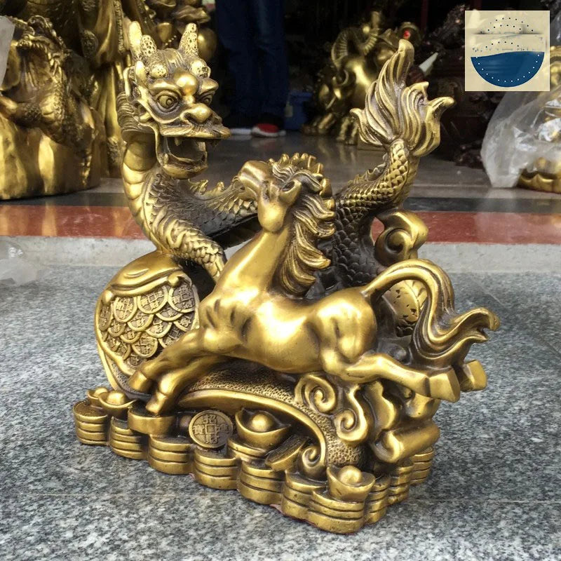 large-HOME office SHOP Business ART Money Drawing GOOD LUCK  Mascot # Propitious dragon Success horse FENG SHUI Brass statue