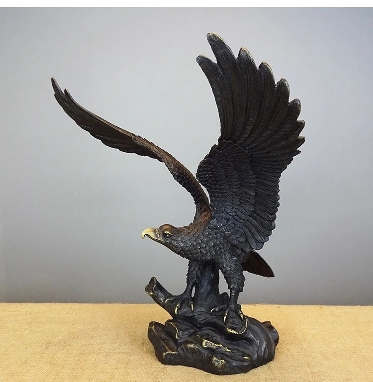 large # Original ART # office home shop Magic company Desk decorative Golden brass Eagle bird ART work statue Mascot