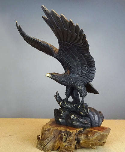 large # Original ART # office home shop Magic company Desk decorative Golden brass Eagle bird ART work statue Mascot