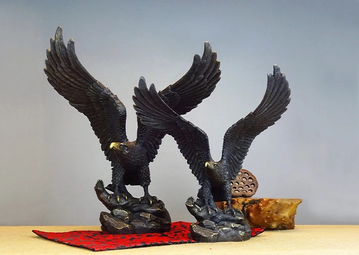 large # Original ART # office home shop Magic company Desk decorative Golden brass Eagle bird ART work statue Mascot