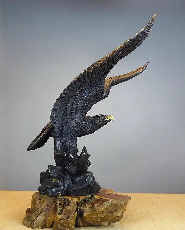 large # Original ART # office home shop Magic company Desk decorative Golden brass Eagle bird ART work statue Mascot