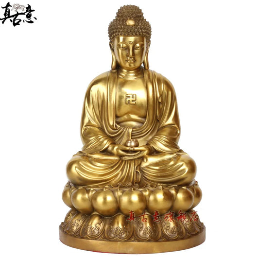 large  RARE -bless family Safety Health luck Talisman #office home shop efficacious Protection GOLDEN Buddhism Buddha statue