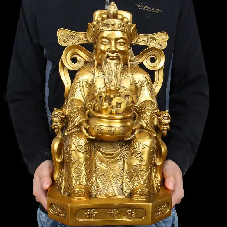 large  SHOP Store company home efficacious Protection-Money Drawing Martial god of wealth" CAISHEN "BRASS statue