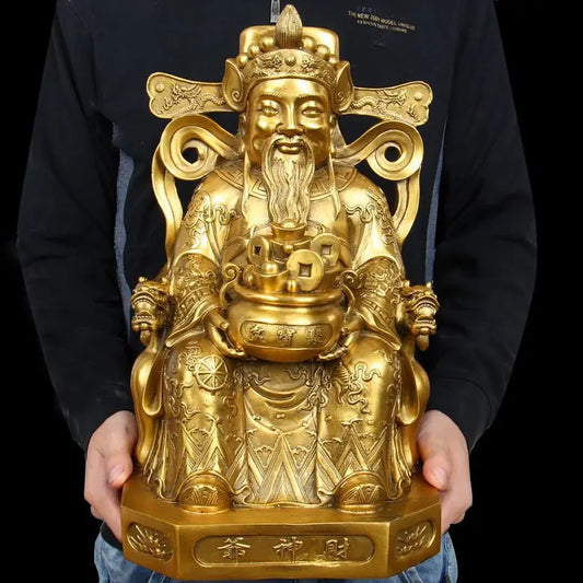 large  SHOP Store company home efficacious Protection-Money Drawing Martial god of wealth" CAISHEN "BRASS statue
