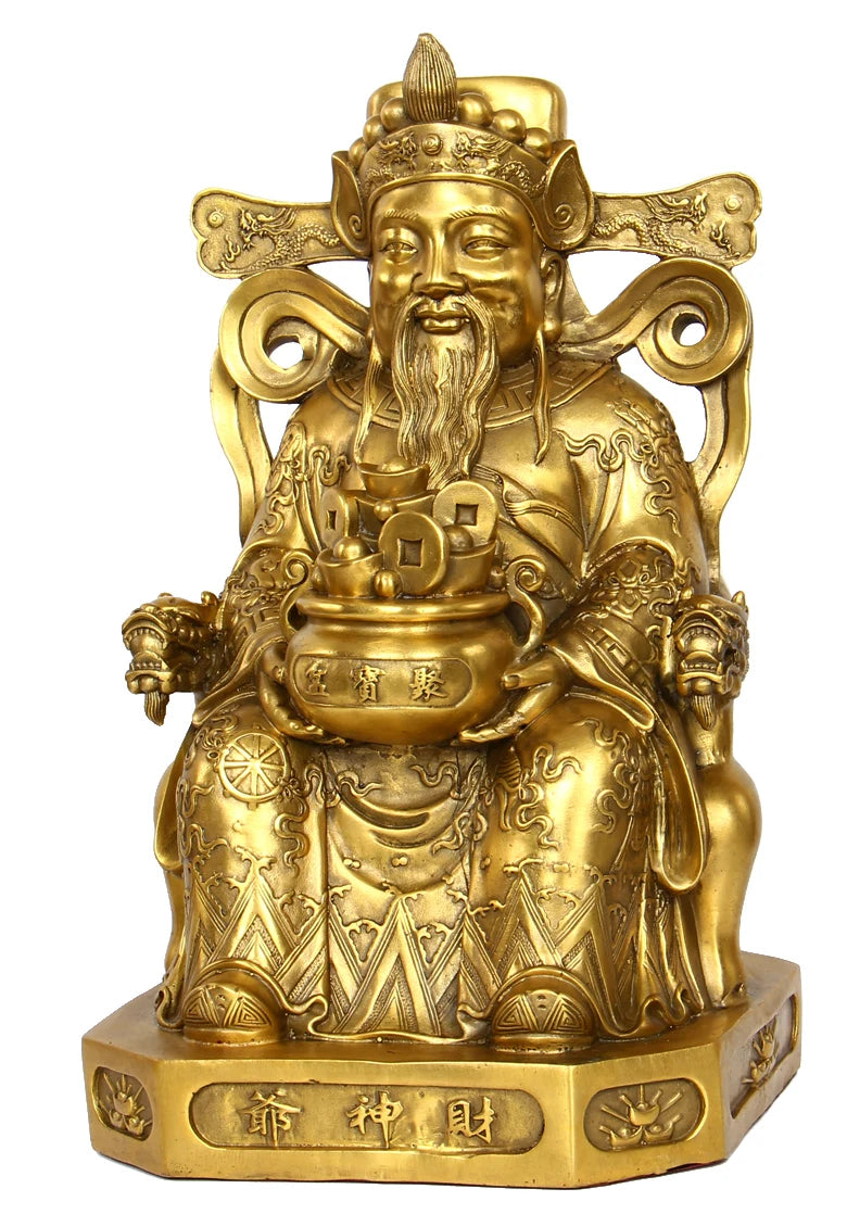 large  SHOP Store company home efficacious Protection-Money Drawing Martial god of wealth" CAISHEN "BRASS statue