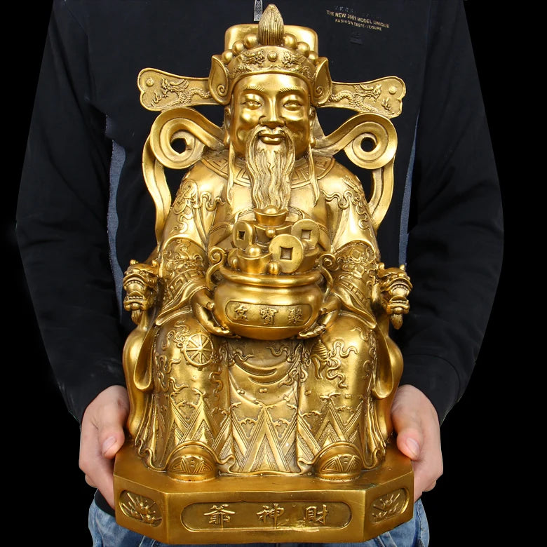 large  SHOP Store company home efficacious Protection-Money Drawing Martial god of wealth" CAISHEN "BRASS statue