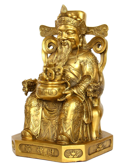 large  SHOP Store company home efficacious Protection-Money Drawing Martial god of wealth" CAISHEN "BRASS statue
