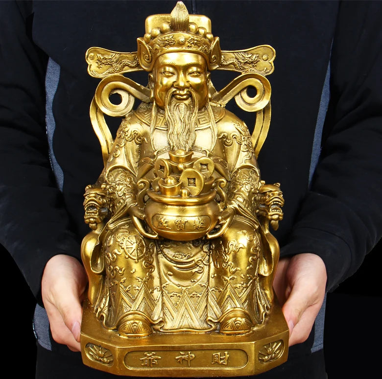 large  SHOP Store company home efficacious Protection-Money Drawing Martial god of wealth" CAISHEN "BRASS statue