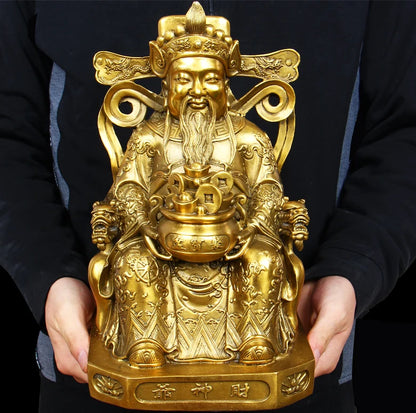 large  SHOP Store company home efficacious Protection-Money Drawing Martial god of wealth" CAISHEN "BRASS statue