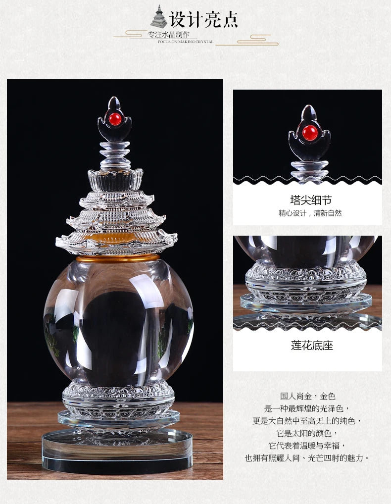 large Southeast Asia Buddhism Sarita stupa Pagoda HOME Buddhist shrine talisman buddha dagoba stupa tower crystal bottle statue