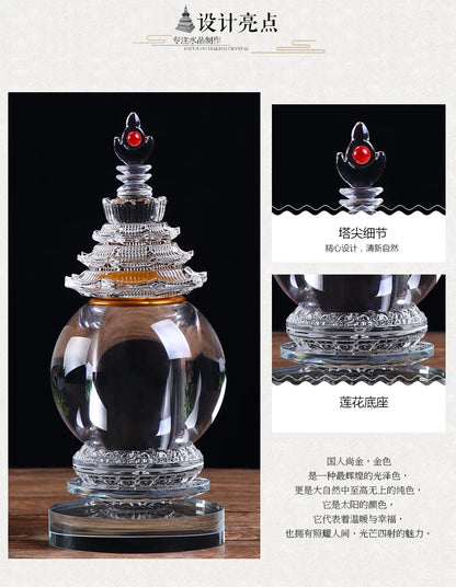 large Southeast Asia Buddhism Sarita stupa Pagoda HOME Buddhist shrine talisman buddha dagoba stupa tower crystal bottle statue