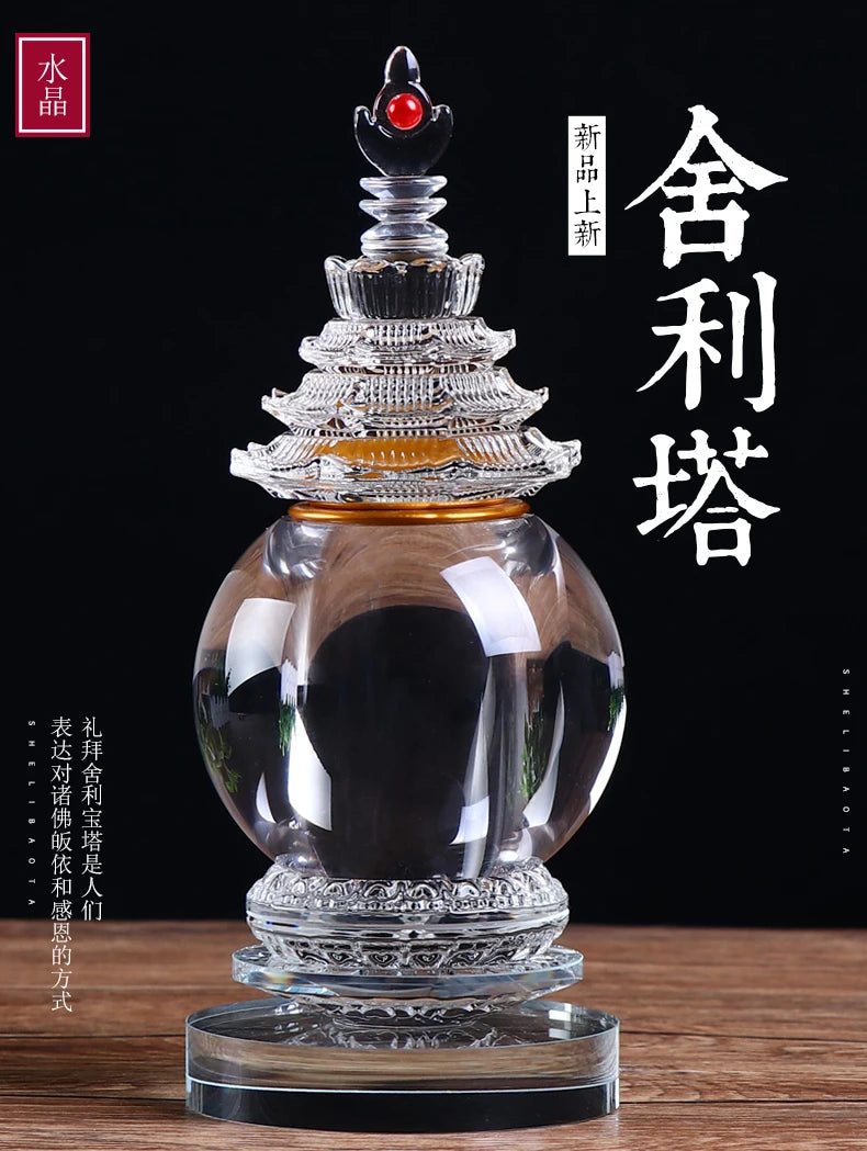 large Southeast Asia Buddhism Sarita stupa Pagoda HOME Buddhist shrine talisman buddha dagoba stupa tower crystal bottle statue