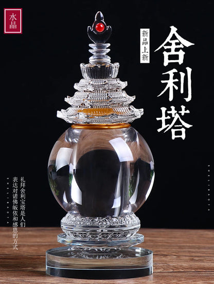 large Southeast Asia Buddhism Sarita stupa Pagoda HOME Buddhist shrine talisman buddha dagoba stupa tower crystal bottle statue