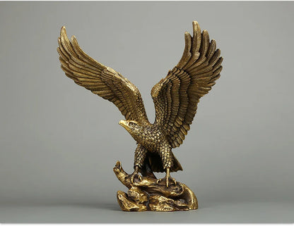 large # TOP ART office home shop Magic company Desk decorative Golden brass Eagle bird ART work statue Mascot