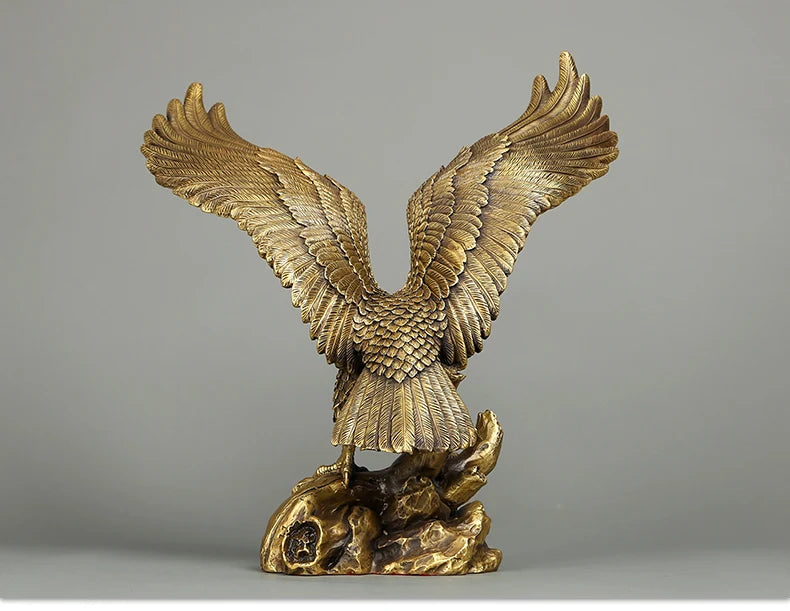 large # TOP ART office home shop Magic company Desk decorative Golden brass Eagle bird ART work statue Mascot