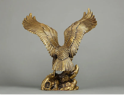 large # TOP ART office home shop Magic company Desk decorative Golden brass Eagle bird ART work statue Mascot