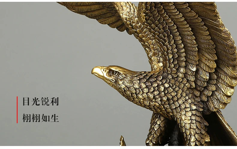 large # TOP ART office home shop Magic company Desk decorative Golden brass Eagle bird ART work statue Mascot