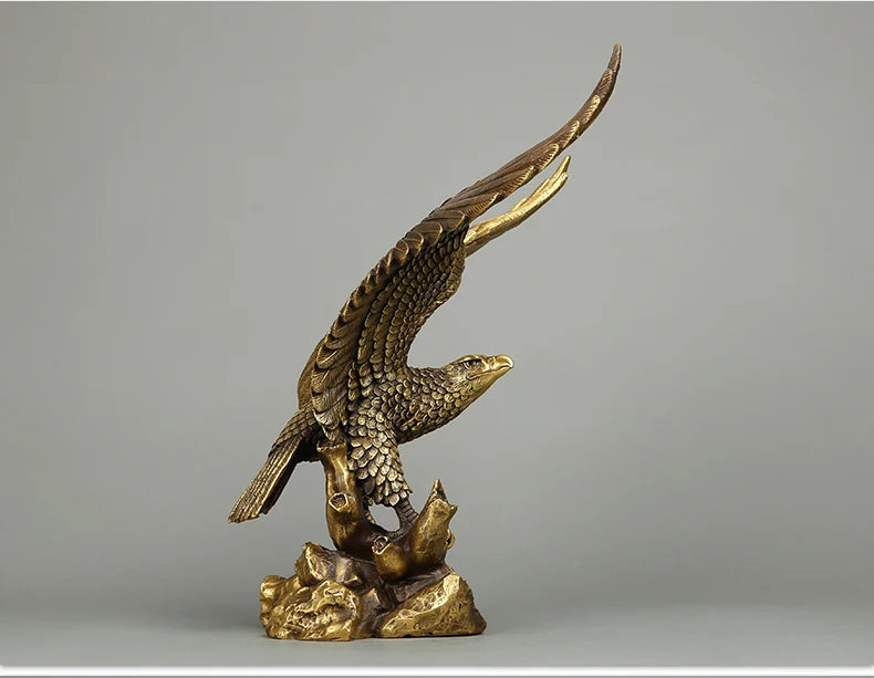 large # TOP ART office home shop Magic company Desk decorative Golden brass Eagle bird ART work statue Mascot