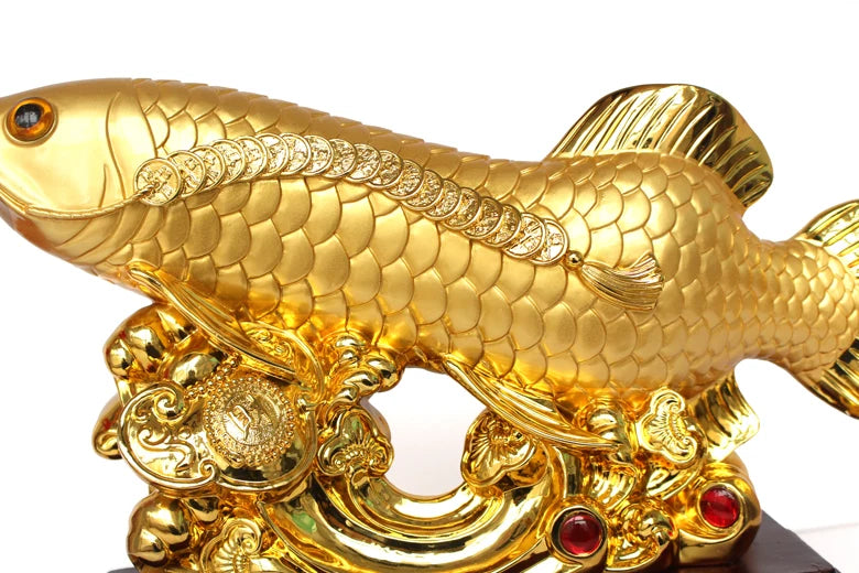 large TOP COOL HOME OFFICE Company SHOP TOP Cool  Talisman Money Drawing fortune Arowana Golden Fish FENG SHUI Decorative statue