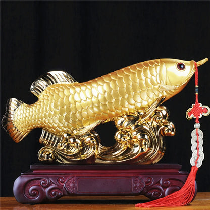 large TOP COOL HOME OFFICE Company SHOP TOP Cool  Talisman Money Drawing fortune Arowana Golden Fish FENG SHUI Decorative statue