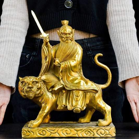 large Taoism Buddhism Drive out evil spirits TAIN SHI Zhang Daoling God buddha copper statue Bless family health safe