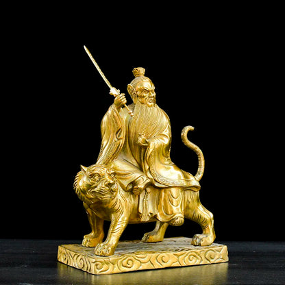 large Taoism Buddhism Drive out evil spirits TAIN SHI Zhang Daoling God buddha copper statue Bless family health safe