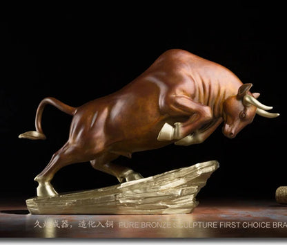large- Unique # stock market Money drawing Wall Street Charging Bull  Brass statue # home office auspicious efficacious Talisman