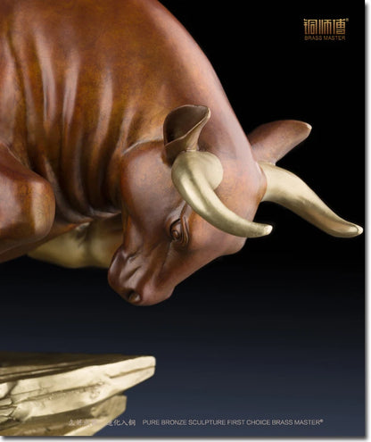 large- Unique # stock market Money drawing Wall Street Charging Bull  Brass statue # home office auspicious efficacious Talisman