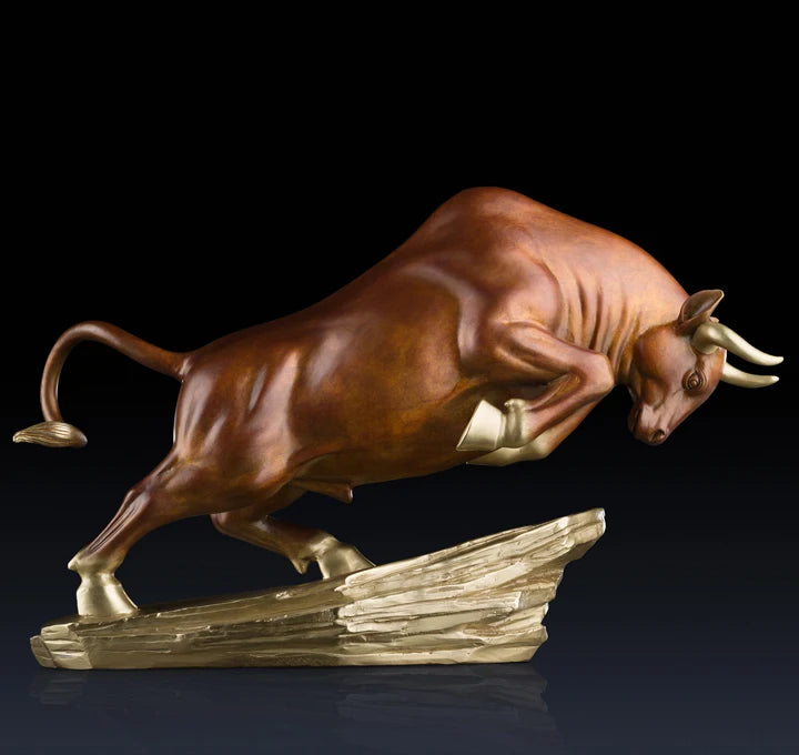large- Unique # stock market Money drawing Wall Street Charging Bull  Brass statue # home office auspicious efficacious Talisman