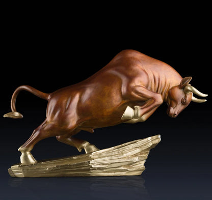 large- Unique # stock market Money drawing Wall Street Charging Bull  Brass statue # home office auspicious efficacious Talisman