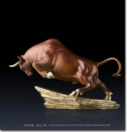 large- Unique # stock market Money drawing Wall Street Charging Bull  Brass statue # home office auspicious efficacious Talisman
