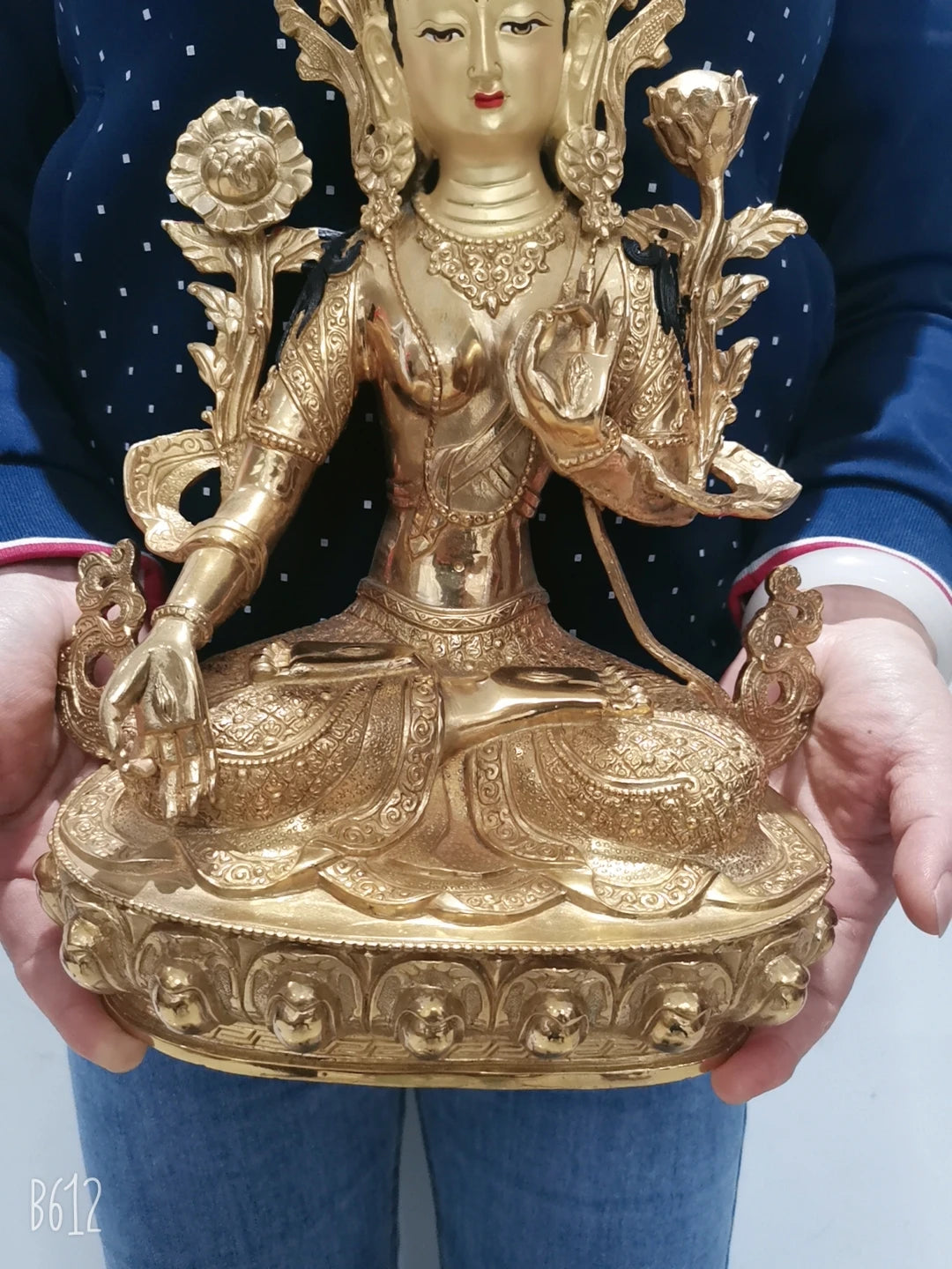 large Wholesale Tibet Buddha statue GOOD copper gilding Worship White Tara Guanyin Buddha statue Family protection Health safe