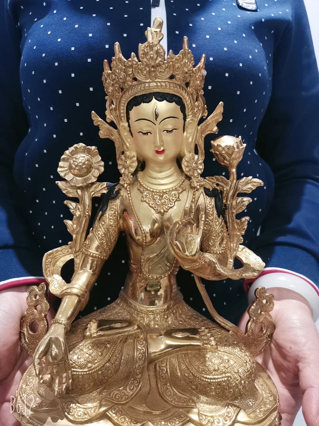 large Wholesale Tibet Buddha statue GOOD copper gilding Worship White Tara Guanyin Buddha statue Family protection Health safe