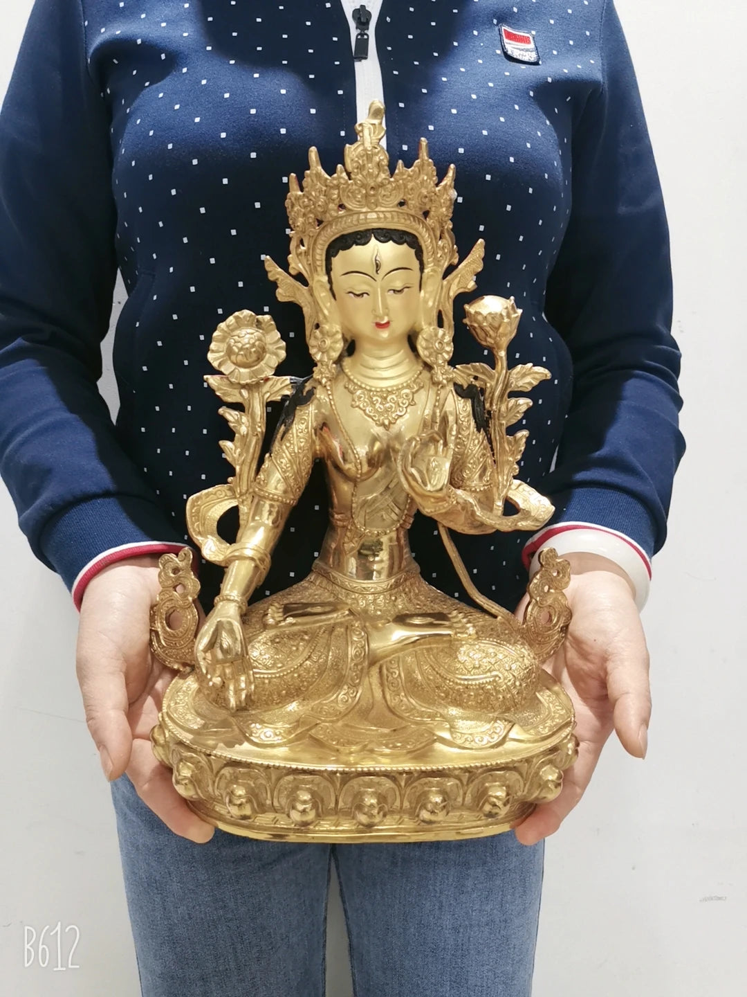 large Wholesale Tibet Buddha statue GOOD copper gilding Worship White Tara Guanyin Buddha statue Family protection Health safe