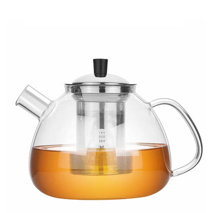 large-capacity glass teapot,With 304 stainless steel tea drain, Heat resistant suitable for home office tea set coffee pot1500ml