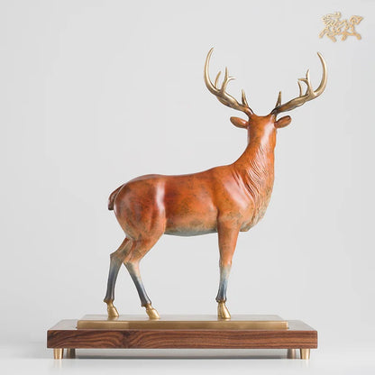 large high grade Europe Luxury decorative art HOME SHOP hallway Royal David's Deer statue brass Sculpture statue bring GOOD LUCK