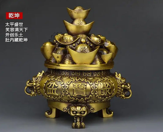 large # home office company efficacious  Money drawing Treasure bowl # Most favorable auspices Golden cornucopia  Brass statue