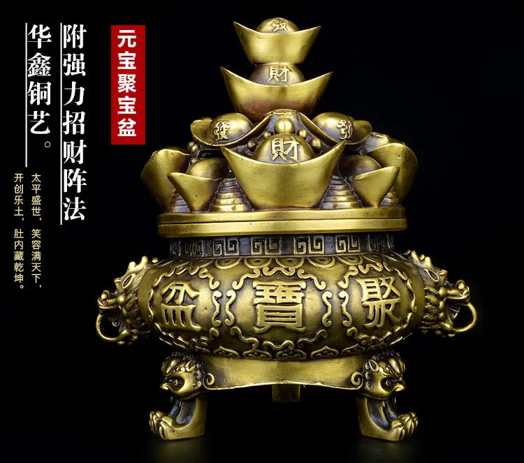 large # home office company efficacious  Money drawing Treasure bowl # Most favorable auspices Golden cornucopia  Brass statue