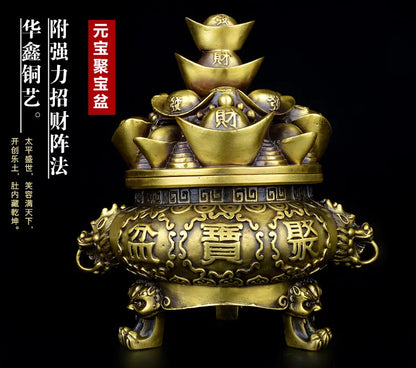 large # home office company efficacious  Money drawing Treasure bowl # Most favorable auspices Golden cornucopia  Brass statue