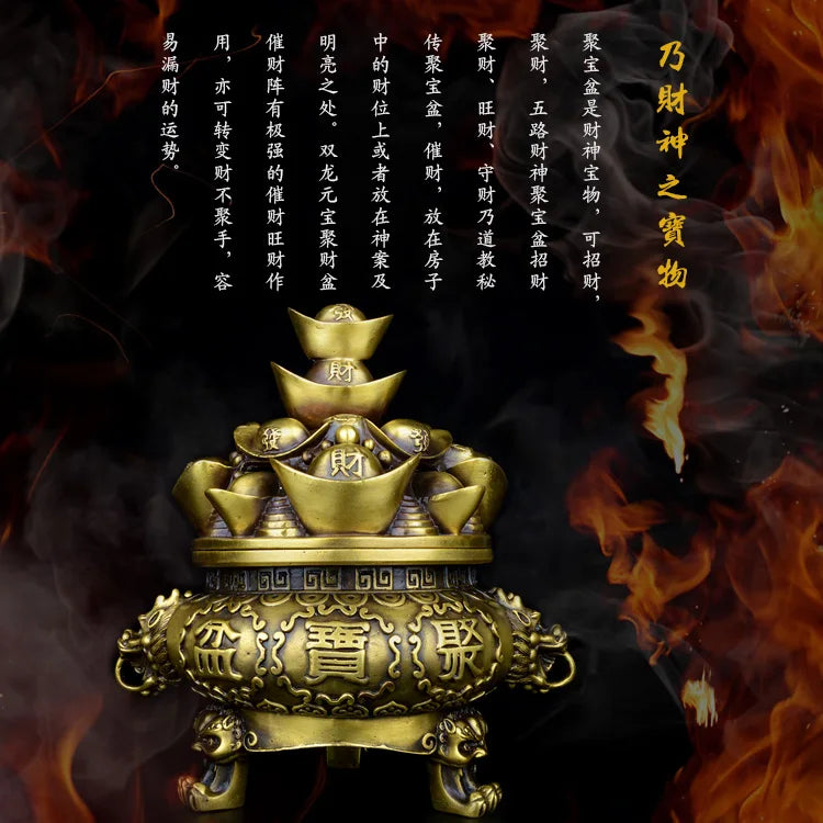 large # home office company efficacious  Money drawing Treasure bowl # Most favorable auspices Golden cornucopia  Brass statue