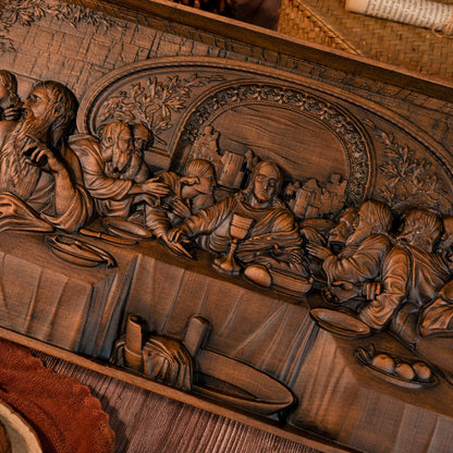 last supper catholic religion saints statue bible jesus wood carving plaque christian icon church wall decoration christmas gift