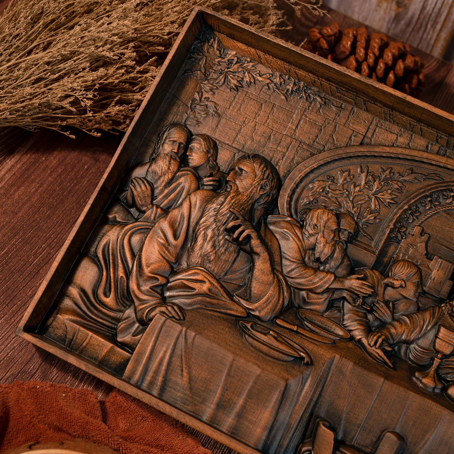 last supper catholic religion saints statue bible jesus wood carving plaque christian icon church wall decoration christmas gift