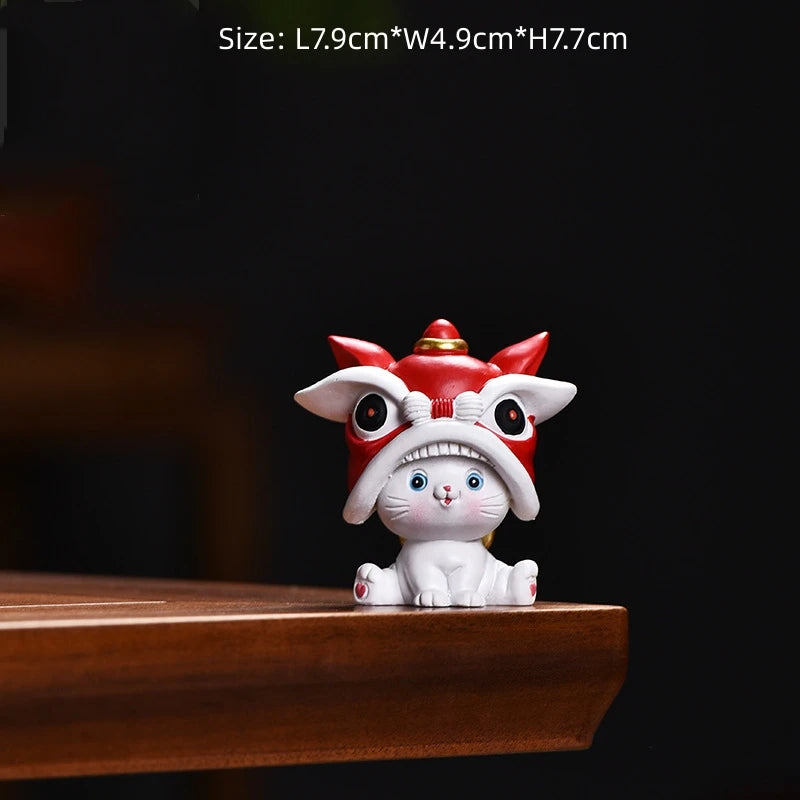 lion dance design handmade artware creative tea pet resin ornament table decoration house warming gift lovely tea play on sales