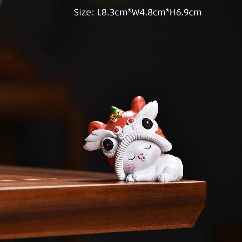 lion dance design handmade artware creative tea pet resin ornament table decoration house warming gift lovely tea play on sales