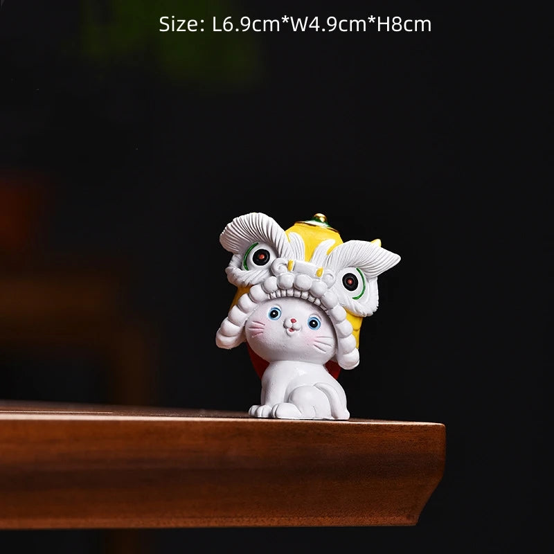 lion dance design handmade artware creative tea pet resin ornament table decoration house warming gift lovely tea play on sales