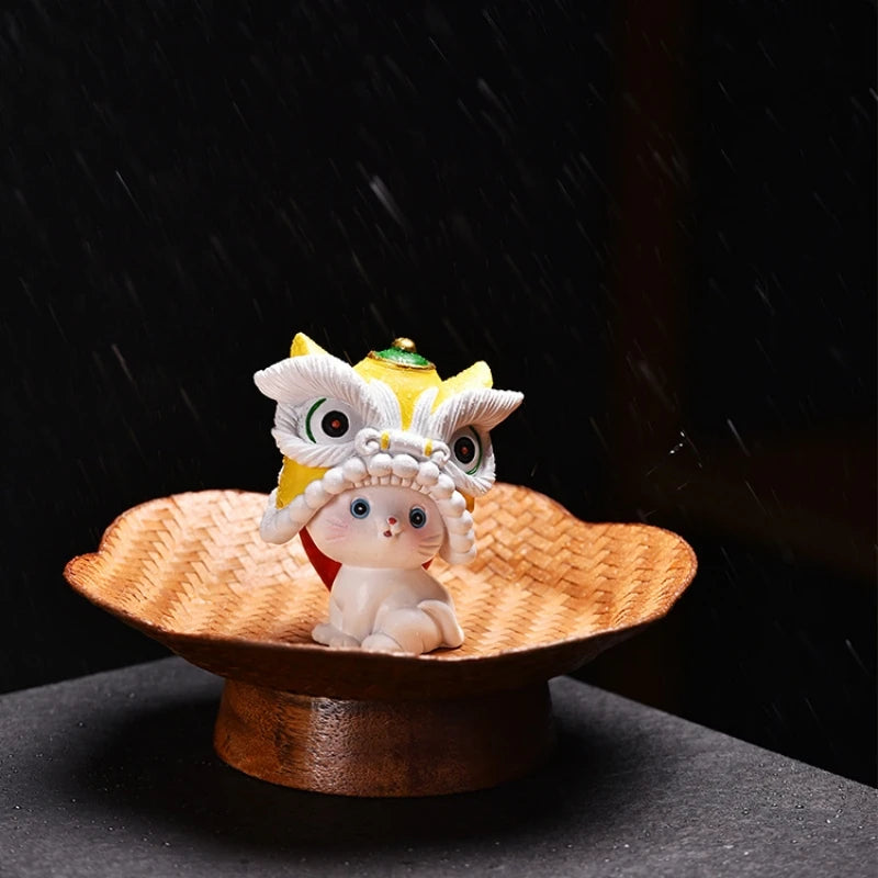 lion dance design handmade artware creative tea pet resin ornament table decoration house warming gift lovely tea play on sales